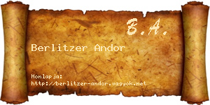 Berlitzer Andor névjegykártya